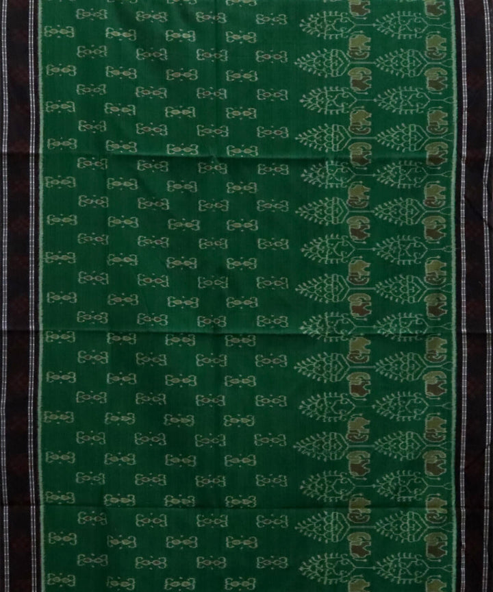 Dark green black pasapalli border cotton handwoven nuapatna saree