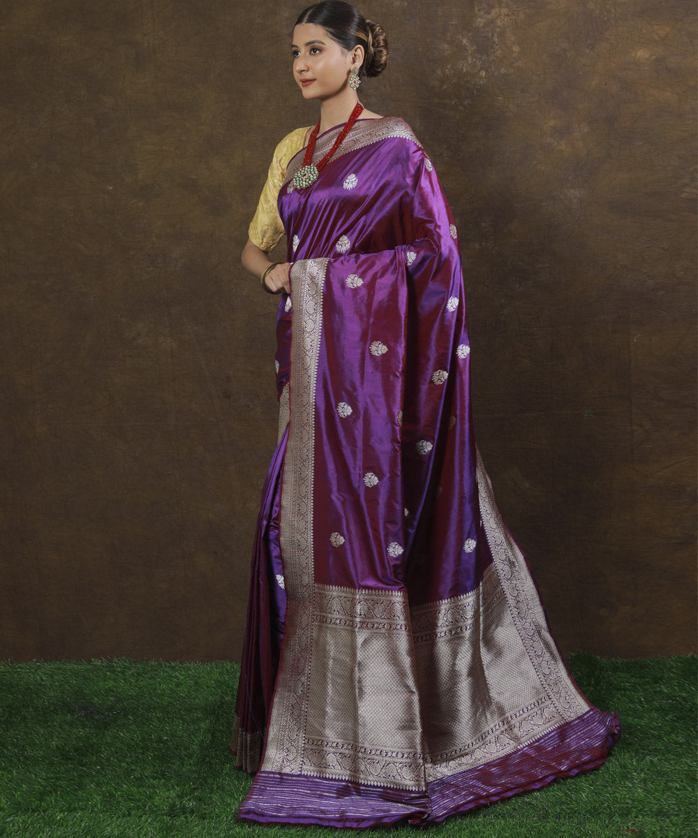 Purple silk handwoven banarasi saree