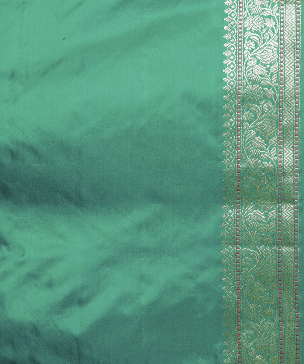 Cyan blue handwoven banarasi silk saree