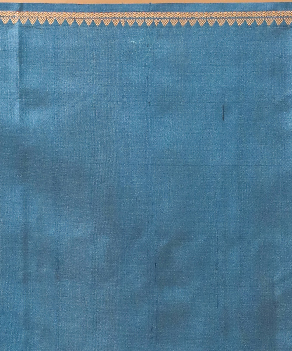 Turquoise blue chhattisgarh handloom tussar silk saree