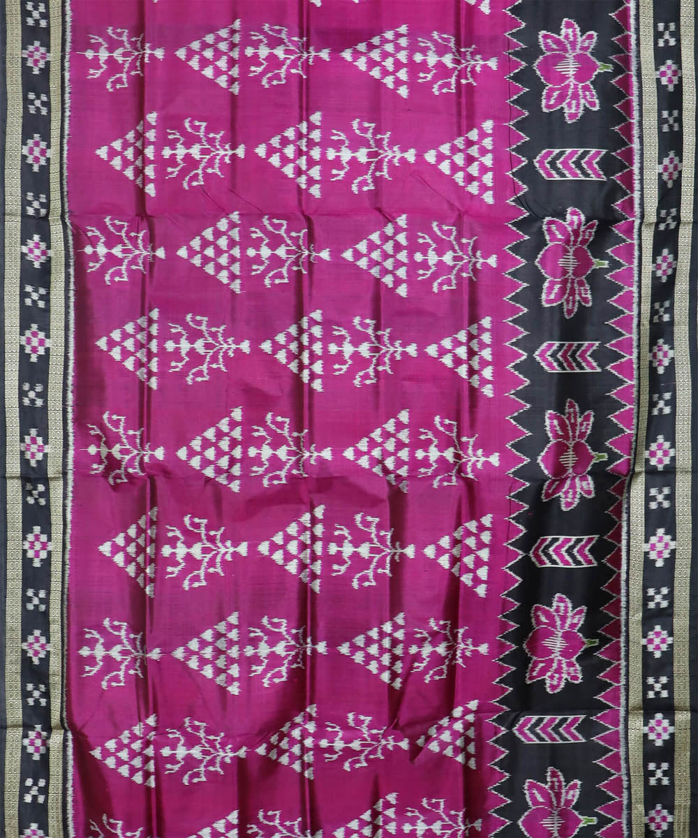 Magenta black silk handwoven khandua saree