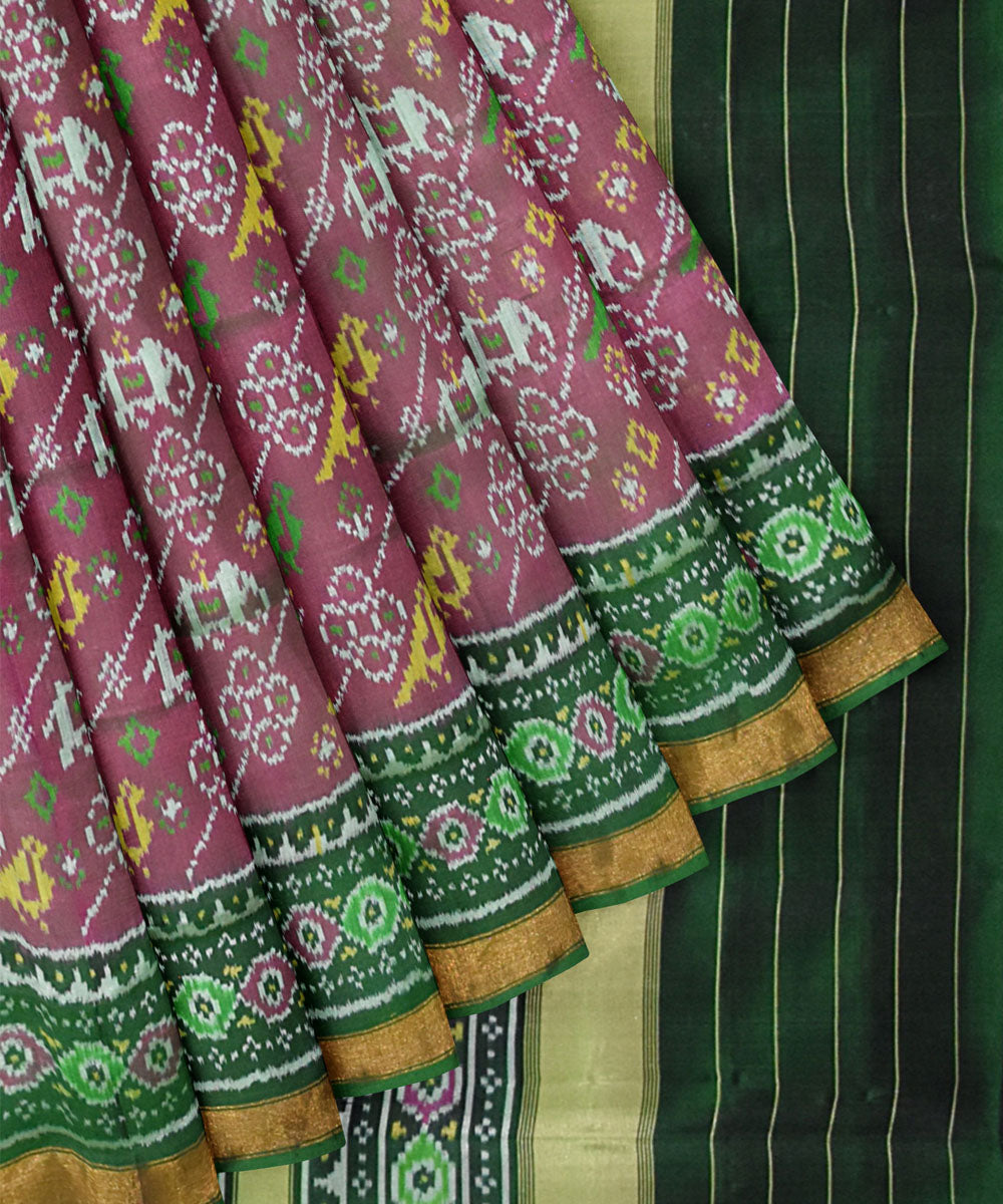 Dark green silk handloom patola saree