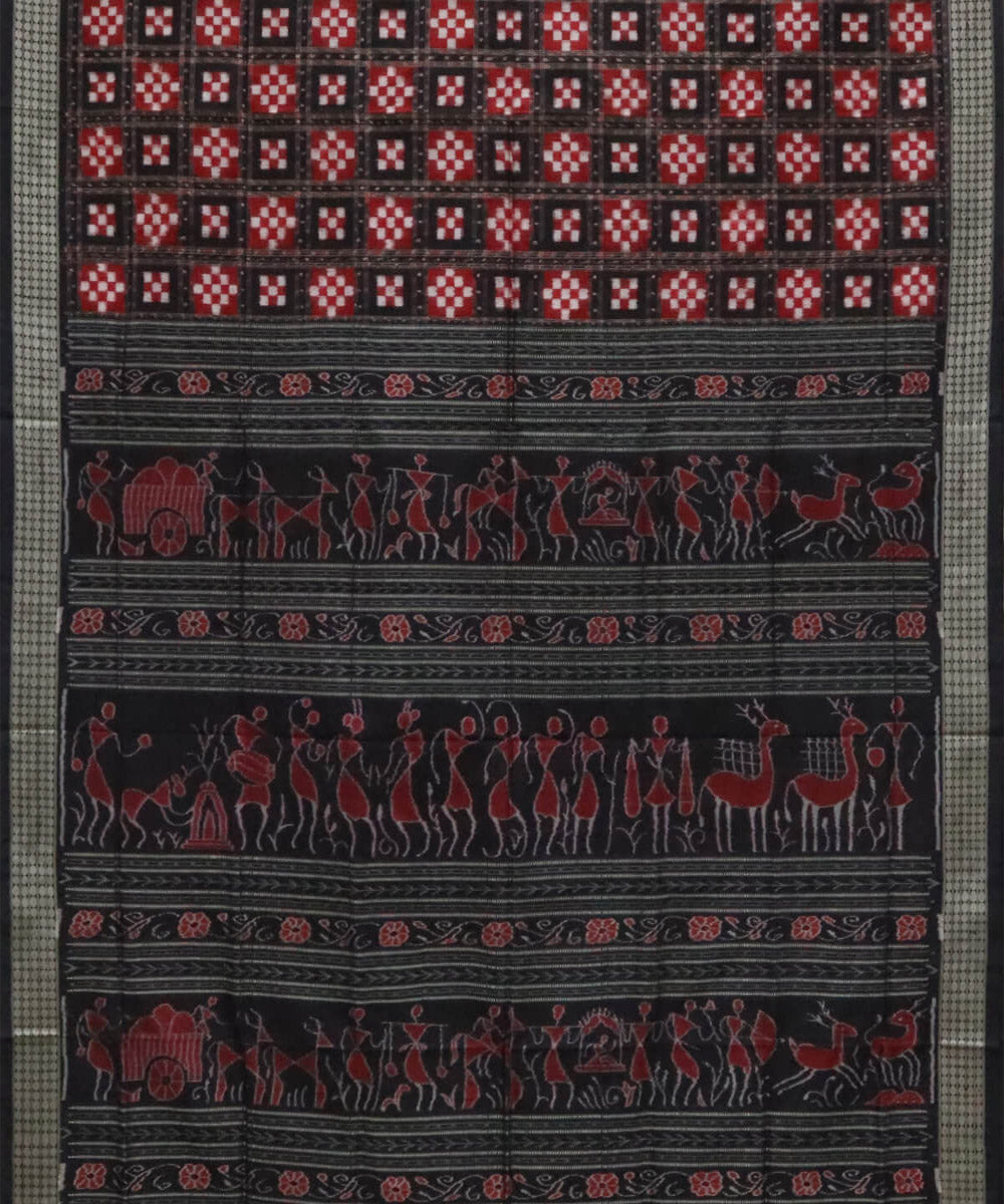 Black silk handwoven pasapalli sambalpuri saree