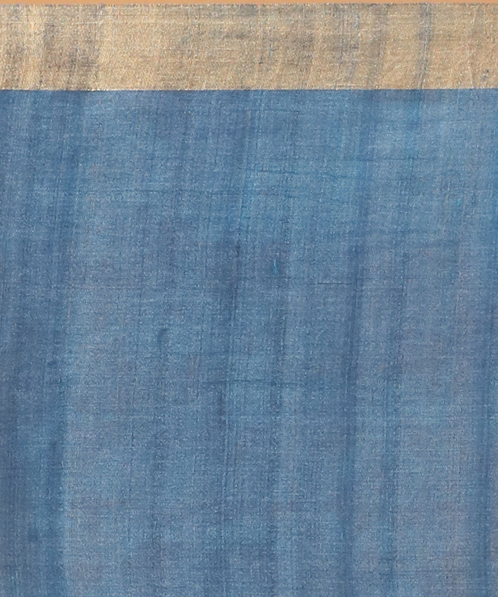 Indigo blue chhattisgarh handloom tussar silk saree
