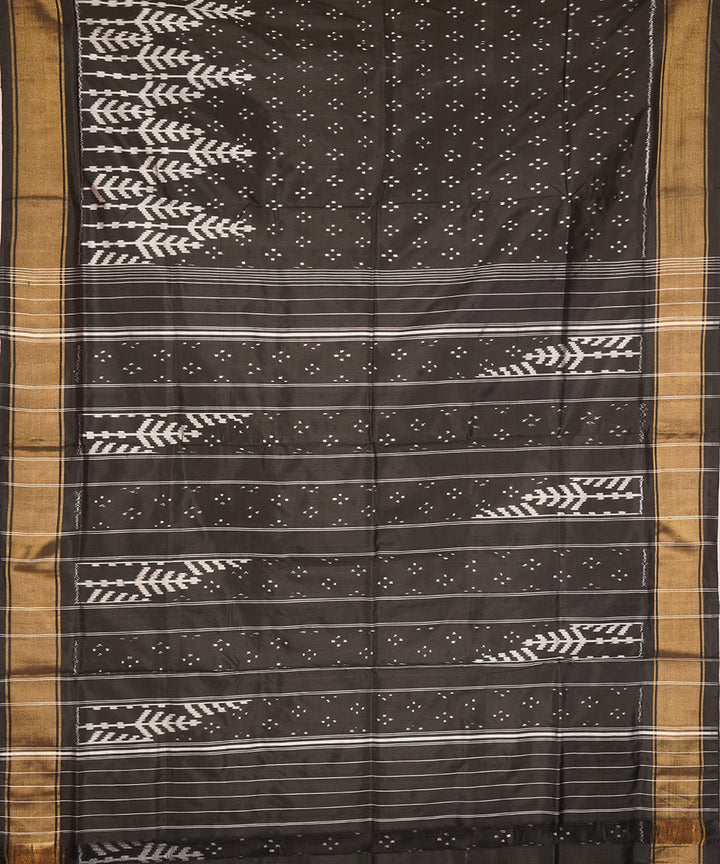 Black offwhite silk handloom pochampally ikat saree