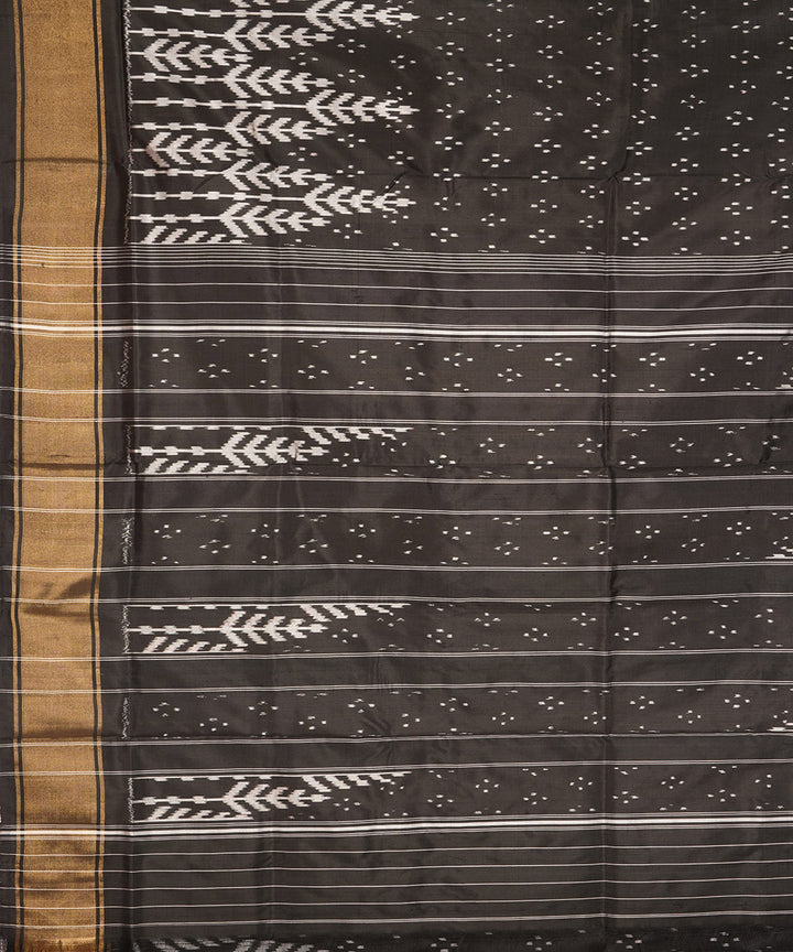 Black offwhite silk handloom pochampally ikat saree