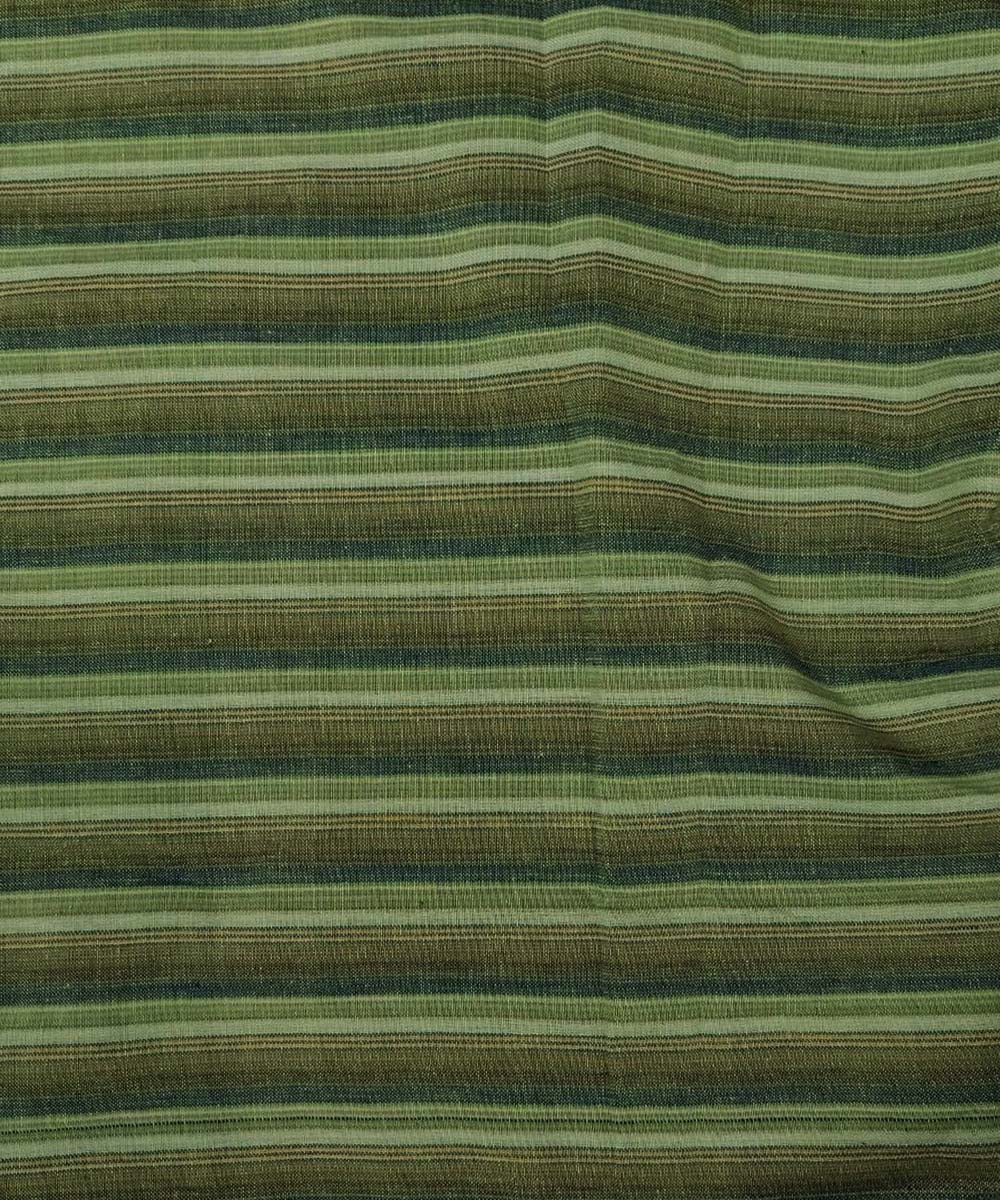 Olive green stripe handloom bengal cotton fabric