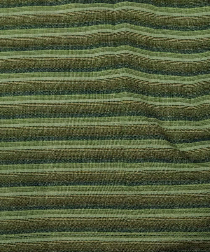 Olive green stripe handloom bengal cotton fabric