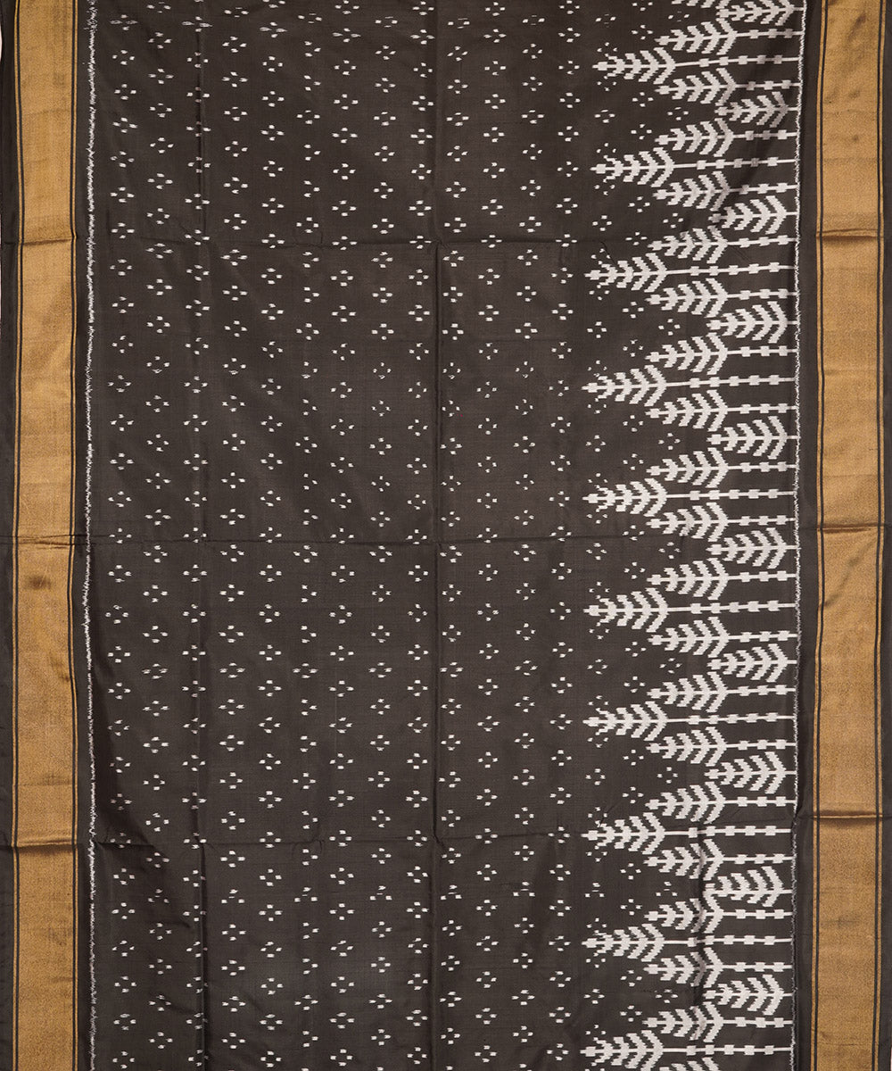 Black offwhite silk handloom pochampally ikat saree