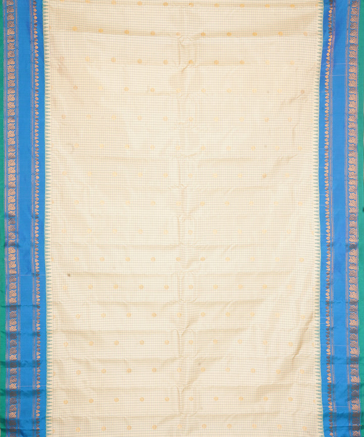 Biege blue handwoven gadwal silk saree