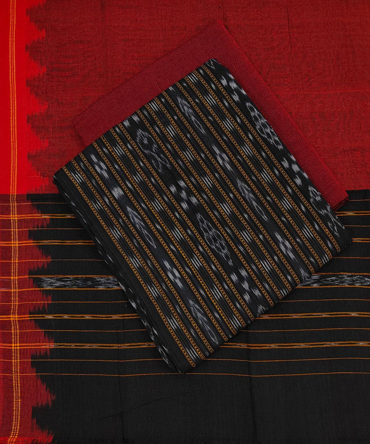 3pc Black maroon handwoven cotton sambalpuri dress material