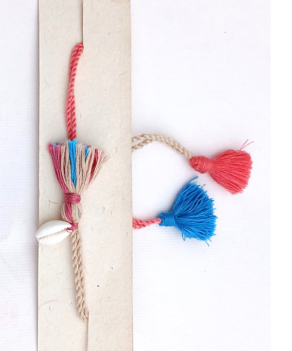 Handmade multicolor cotton silk threads kodi tassel adjustable rakhi