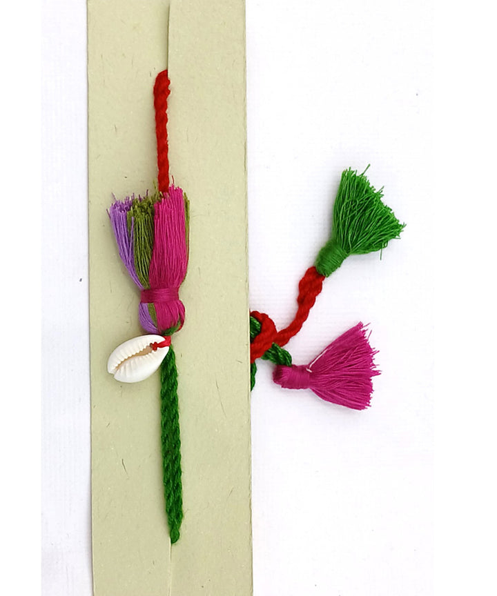 Multicolor handmade cotton silk threads kodi tassel adjustable rakhi