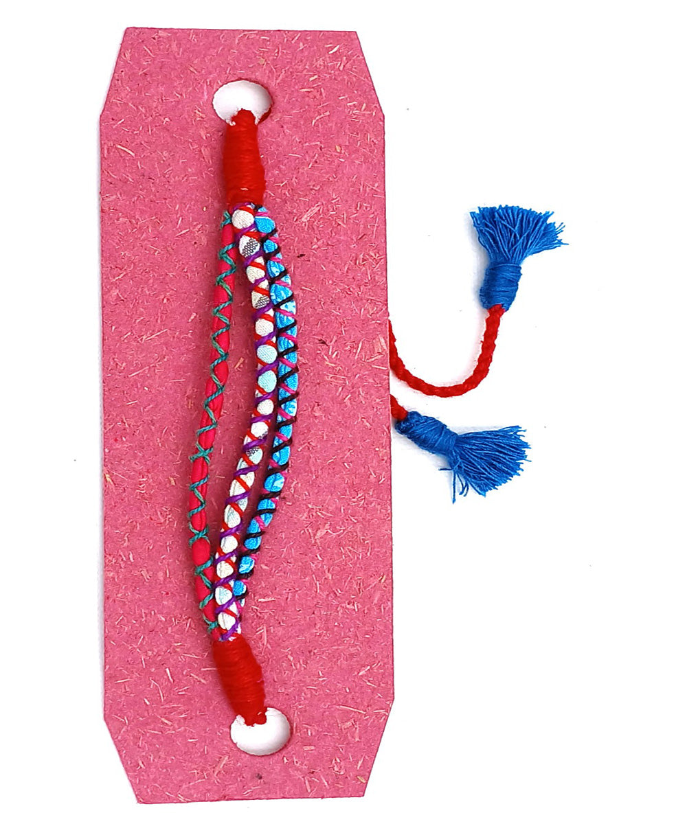 Handmade cotton silk multicolor threads adjustable rakhi
