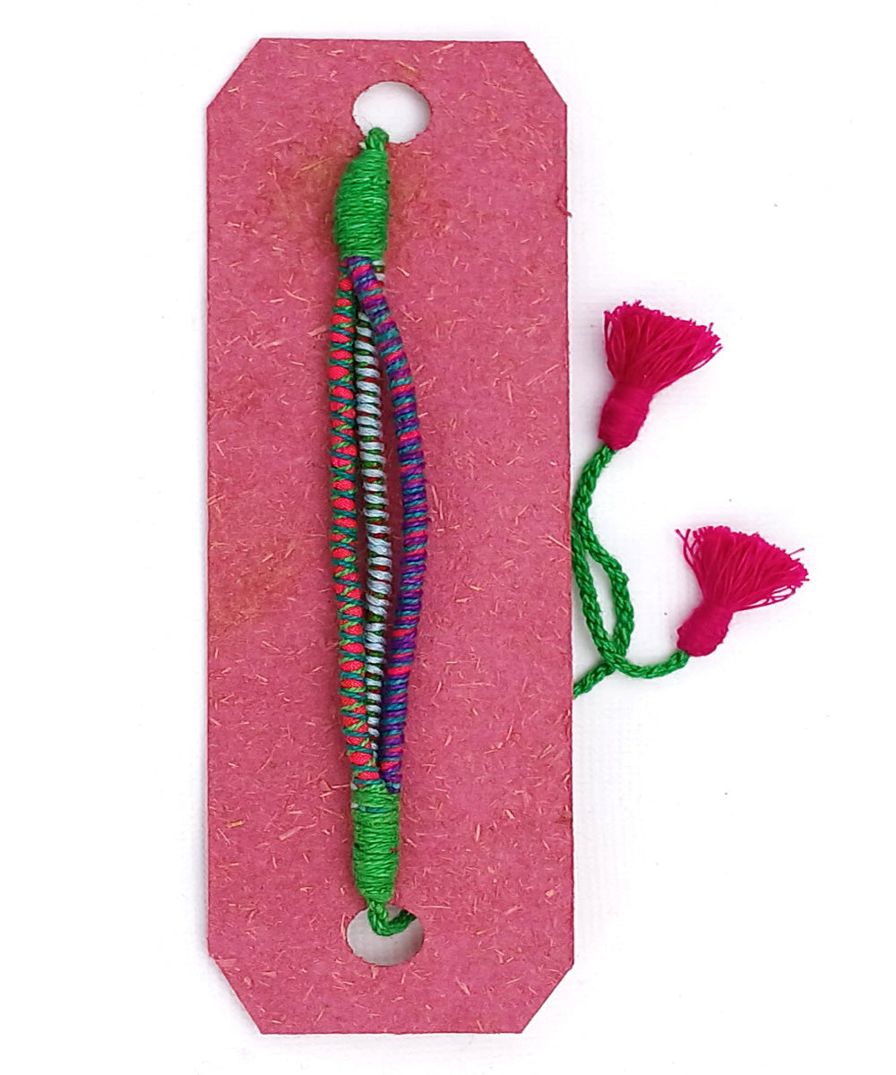 Multicolor handmade cotton silk adjustable rakhi