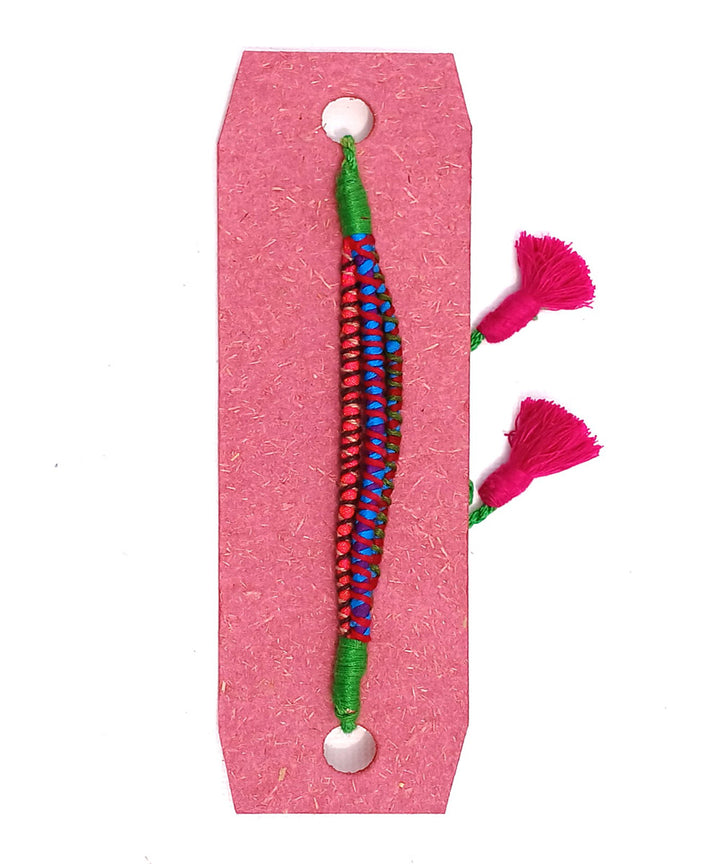 Handmade multicolor adjustable cotton silk rakhi