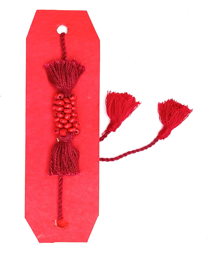 Handmade maroon cotton silk threads tassel adjustable rakhi