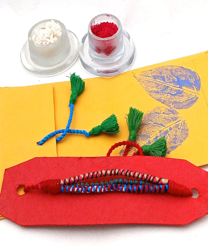 Handmade maroon cotton silk threads adjustable rakhi