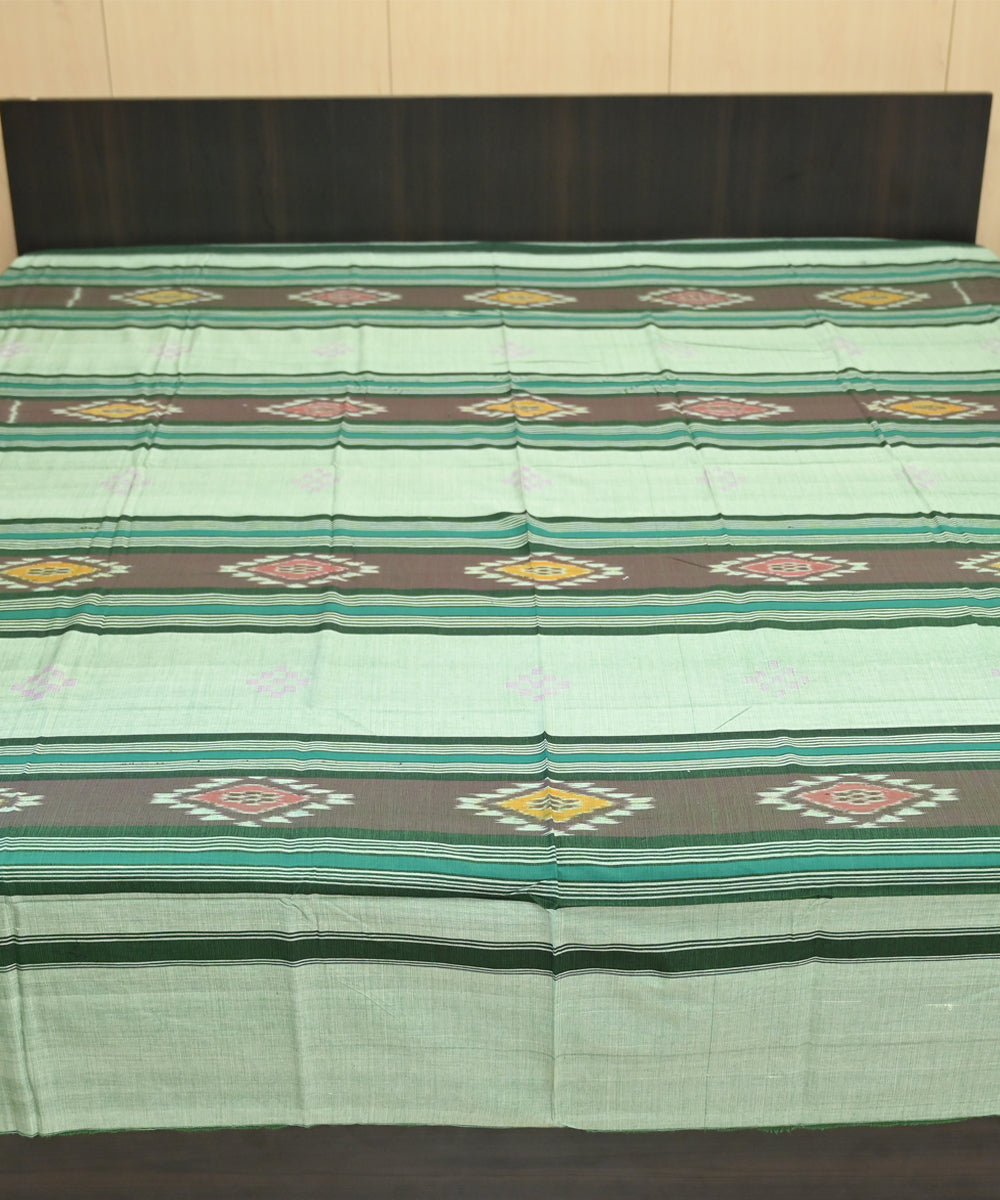 Bud green multicolour handmade sambalpuri cotton bedsheet