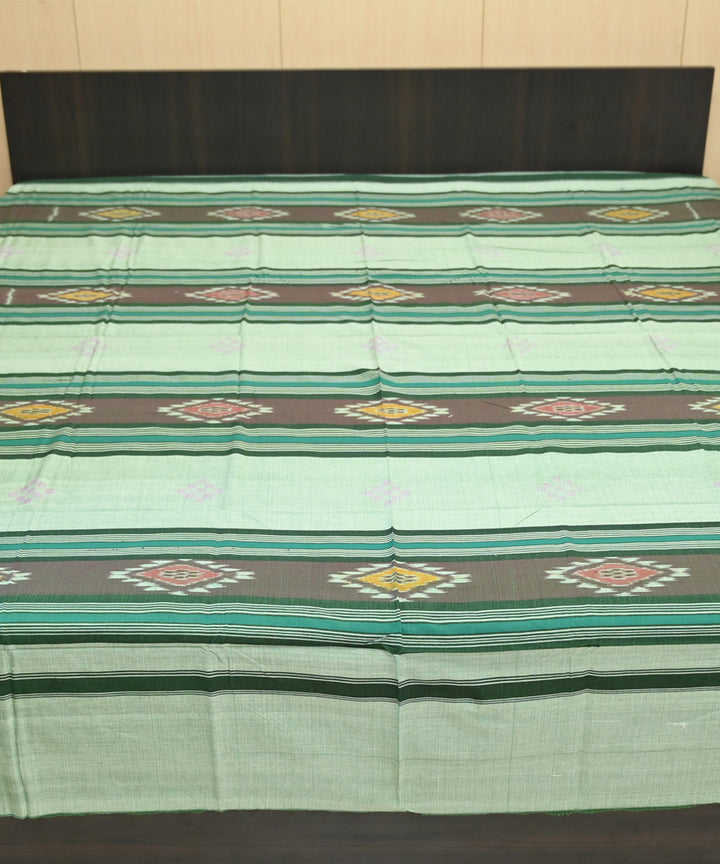 Bud green multicolour handmade sambalpuri cotton bedsheet