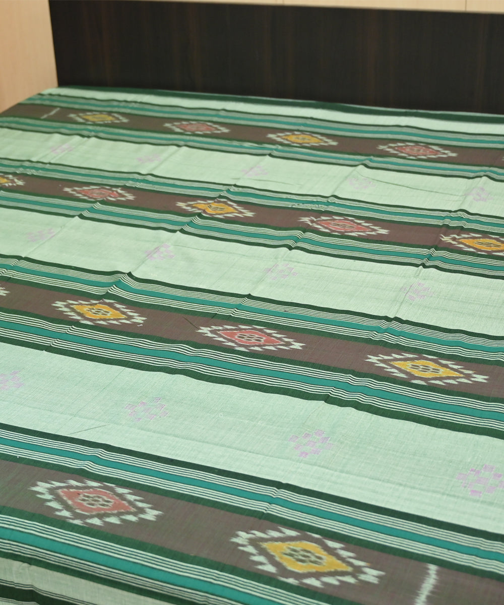 Bud green multicolour handmade sambalpuri cotton bedsheet