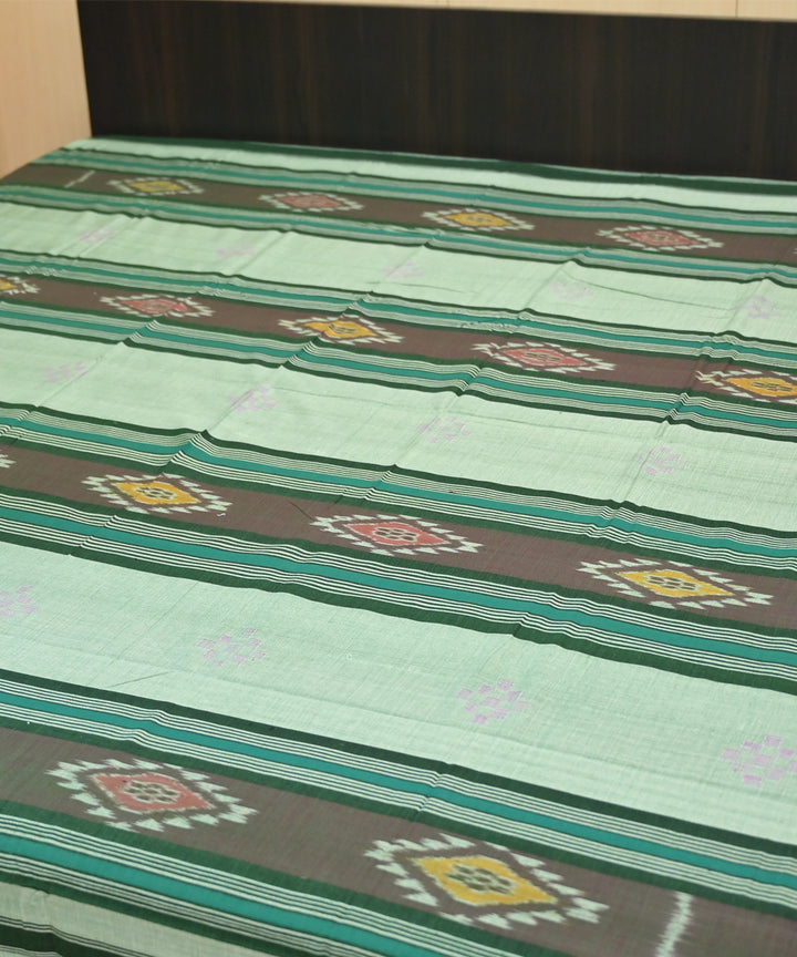 Bud green multicolour handmade sambalpuri cotton bedsheet