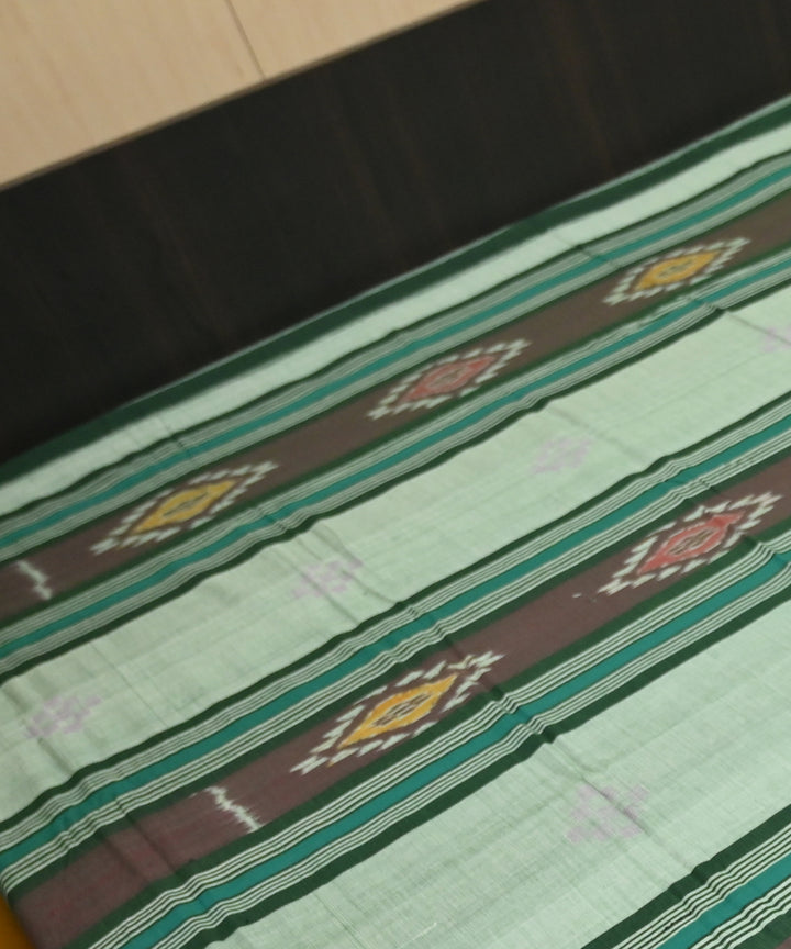 Bud green multicolour handmade sambalpuri cotton bedsheet