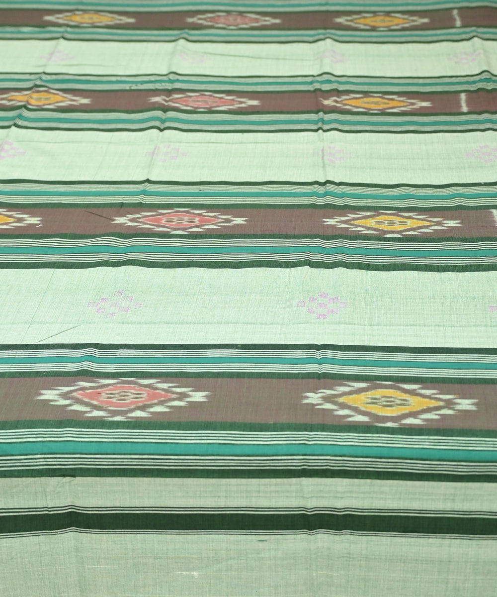 Bud green multicolour handmade sambalpuri cotton bedsheet