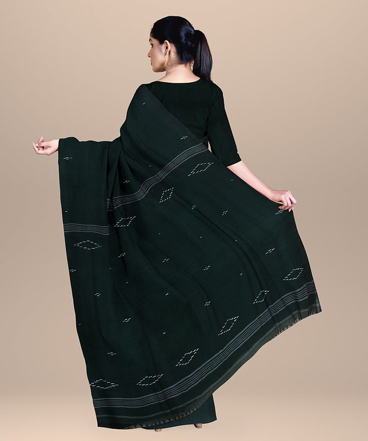 Dark green handloom cotton bengal saree