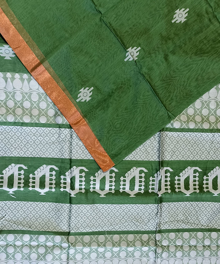 Olive green copper silk handloom bengal saree