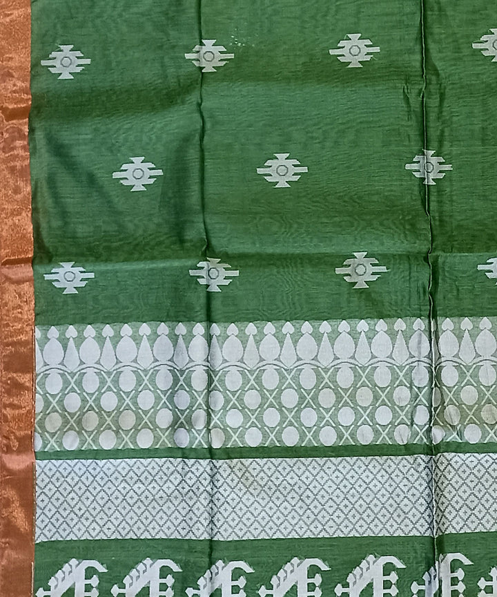 Olive green copper silk handloom bengal saree