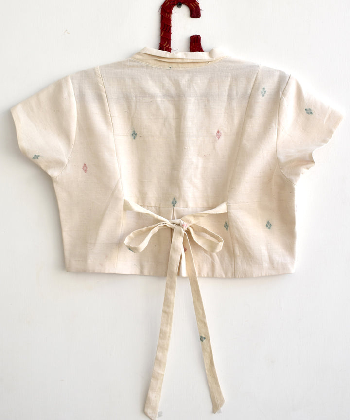 White handcrafted cotton jamdani blouse