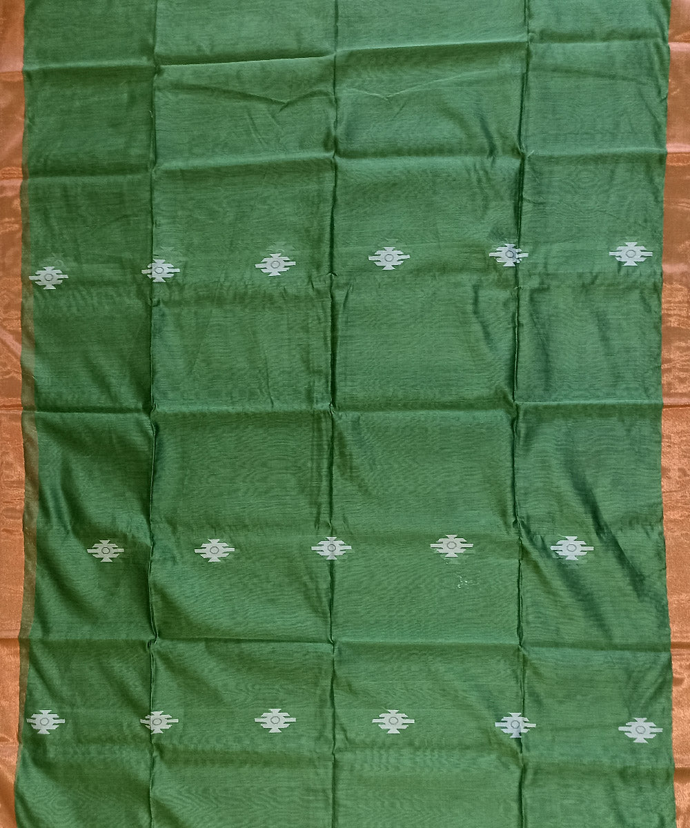 Olive green copper silk handloom bengal saree
