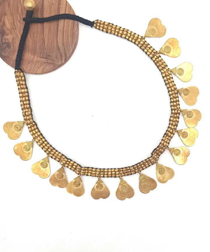 Black Handcrafted Golden Brass & Glass Beads Necklace