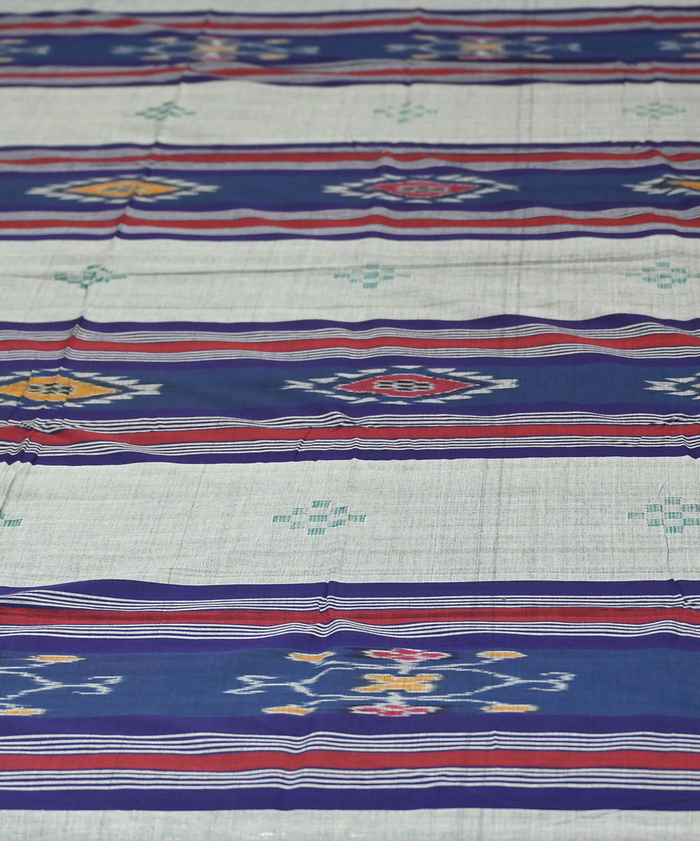 Grey dark blue traditional ikat handmade sambalpuri cotton bedsheet