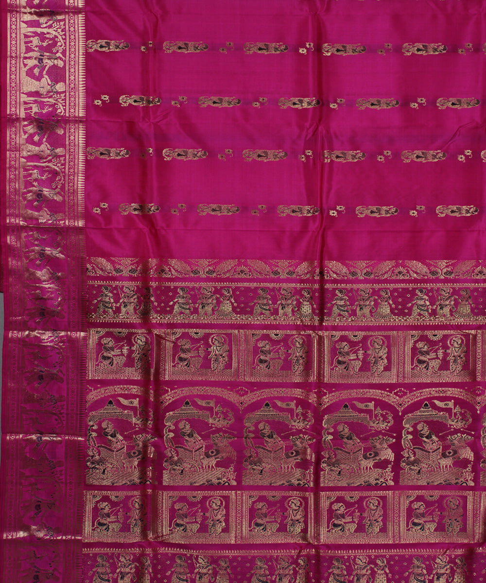 Rani pink handwoven swarnachari baluchari silk saree