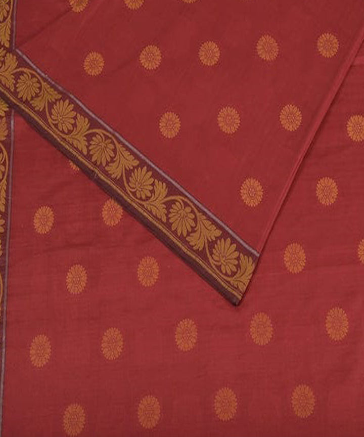 Red yellow handloom banarasi cotton silk fabric