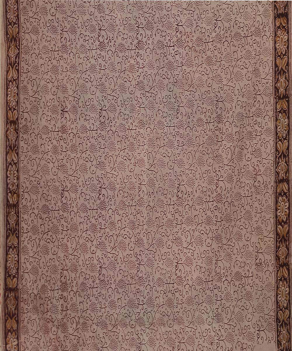 Red board kalamkari cotton hand printed saree