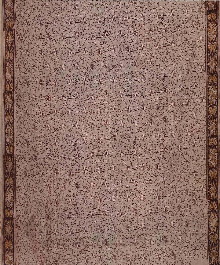 Red board kalamkari cotton hand printed saree