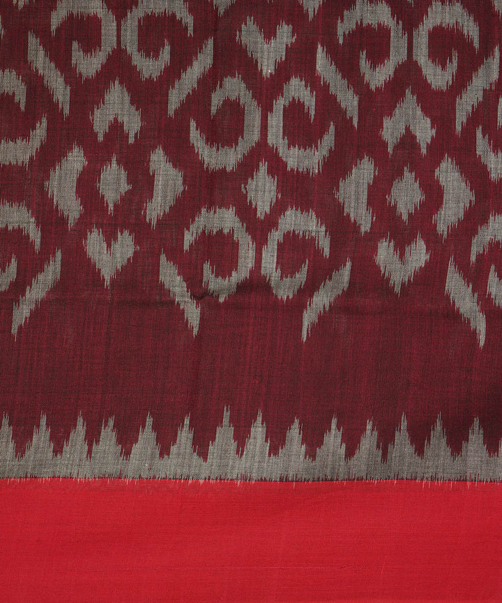 Maroon red handwoven cotton pochampally ikat dupatta