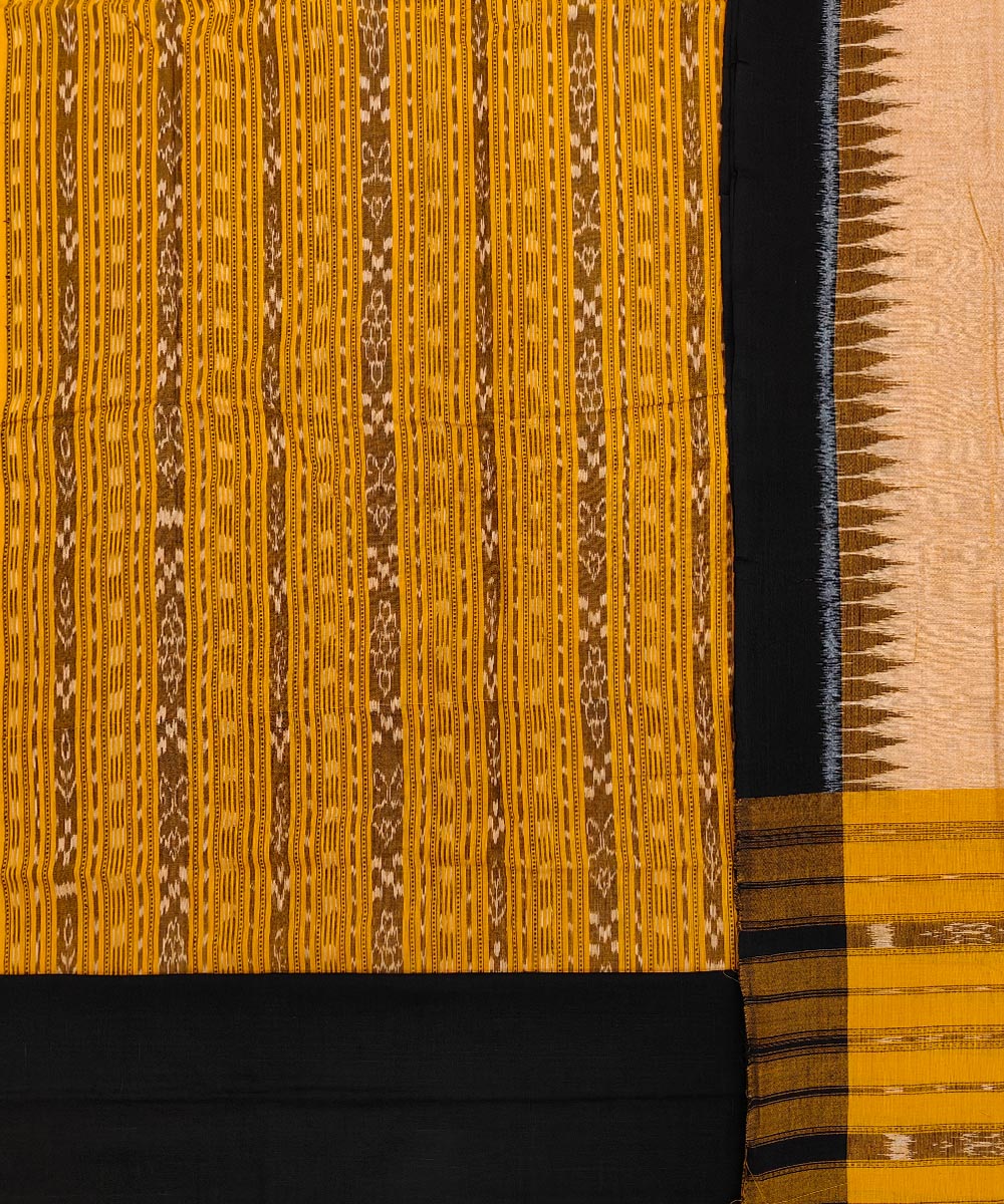 Yellow black handwoven cotton sambalpuri dress material