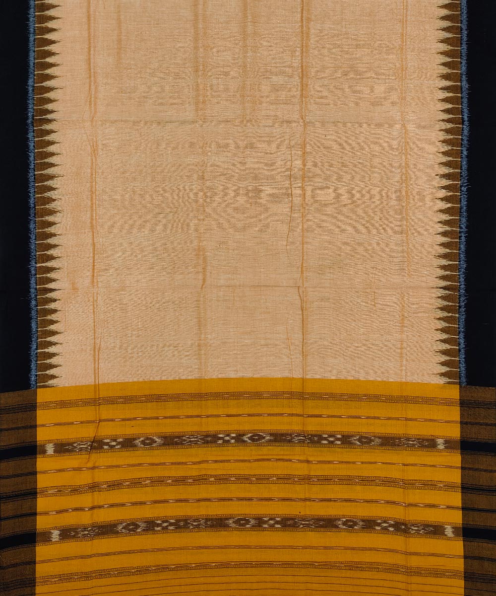 Yellow black handwoven cotton sambalpuri dress material