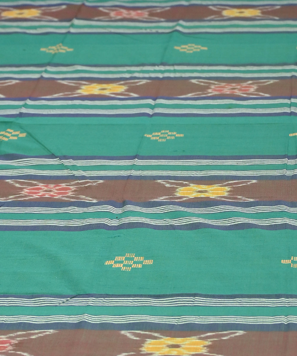 Dark green brown traditional ikat handmade sambalpuri cotton bedsheet