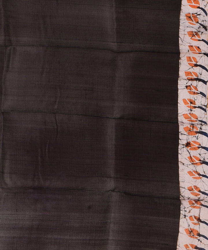 Navy blue green silk hand printed batik print saree