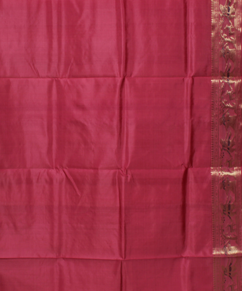 Strawbery pink handwoven swarnachari baluchari silk saree
