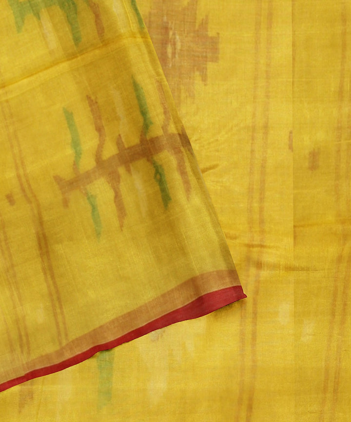 Yellow red handloom cotton bengal saree