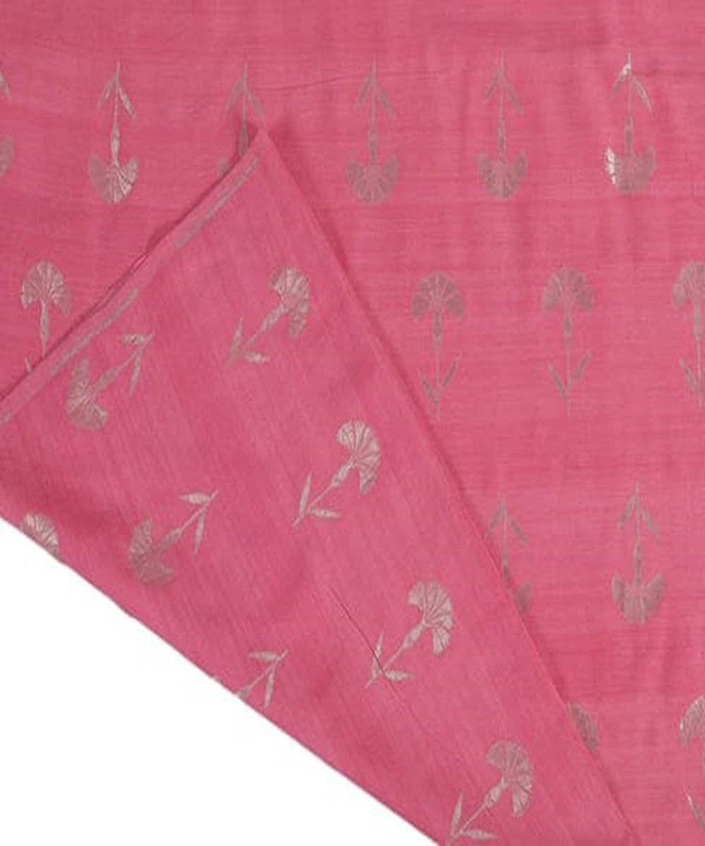 Peach handloom banarasi silk fabric