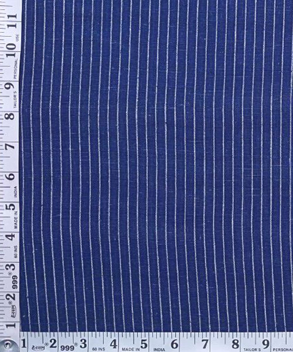 Indigo blue stripe handspun handwoven kala cotton fabric