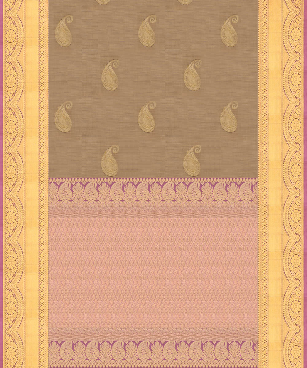 Grey with purple handwoven kanjivaram silk saree