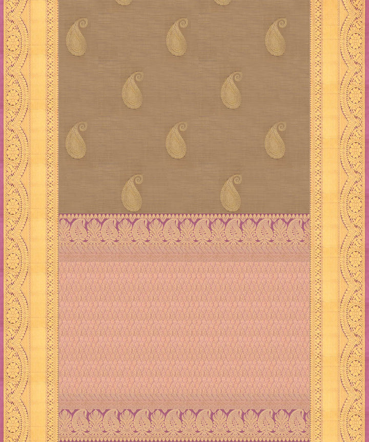 Grey with purple handwoven kanjivaram silk saree